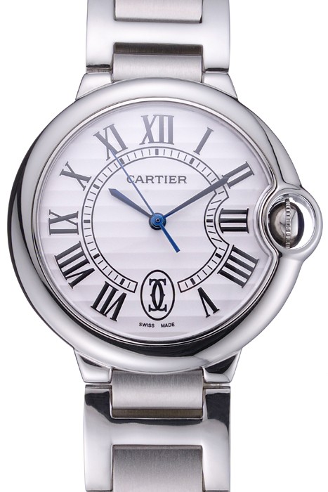 Swiss Cartier Ballon Bleu de Cartier White Dial Roman Numerals Stainless Steel Bracelet  622555