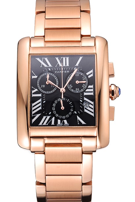 Cartier Tank MC Black Dial Rose Gold Case And Bracelet  622703