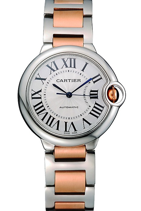 Swiss Cartier Ballon Bleu 36mm Silver Dial Stainless Steel Case Two Tone Rose Gold Bracelet  622876