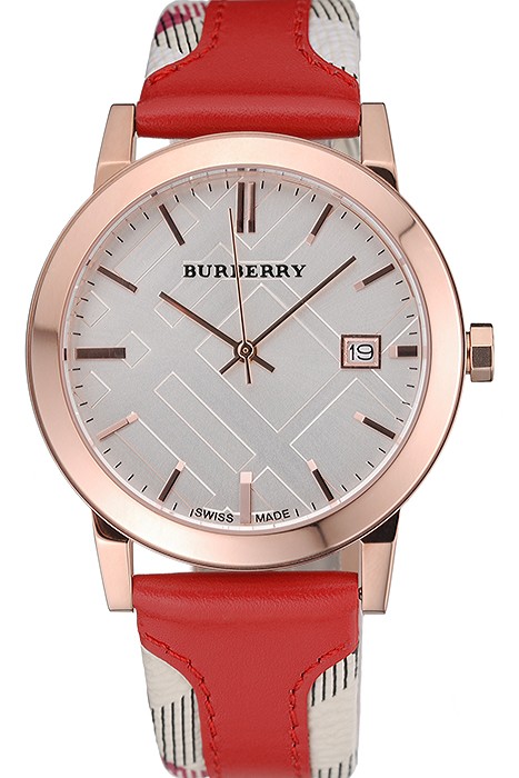 Burberry The City Classic Silver Dial Red Bracelet  622567