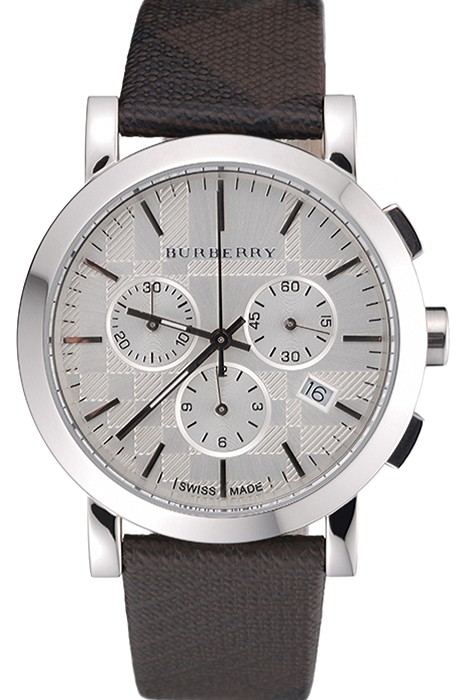Burberry The City Classic Chronograph Silver Dial Smoked Trench Bracelet  622572