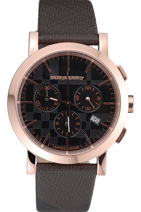 Burberry The City Classic Chronograph Black Dial Smoked Trench Bracelet  622573