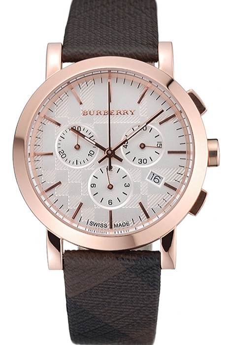 Burberry The City Classic Chronograph Silver Dial Smoked Trench Bracelet  622574