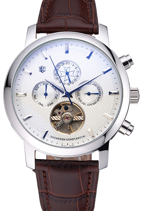 Vacheron Constantin Patrimony Traditionnelle Silver Case Brown Leather Strap 622304