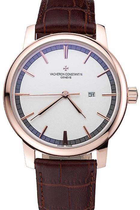 Vacheron Constantin Patrimony Contemporary Gold Case White Dial Brown Leather Strap 622307