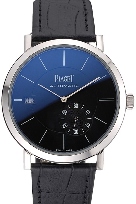 Piaget Altiplano Silver Case Black Dial Black Leather Bracelet  622629