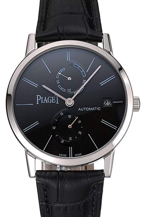 Piaget Altiplano Date Black Dial Stainless Steel Case Black Leather Strap