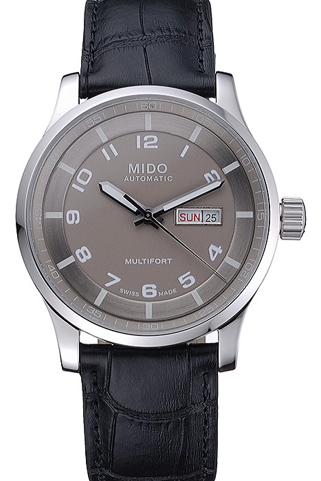 Mido Multifort Grey Dial Black Leather Strap  622179