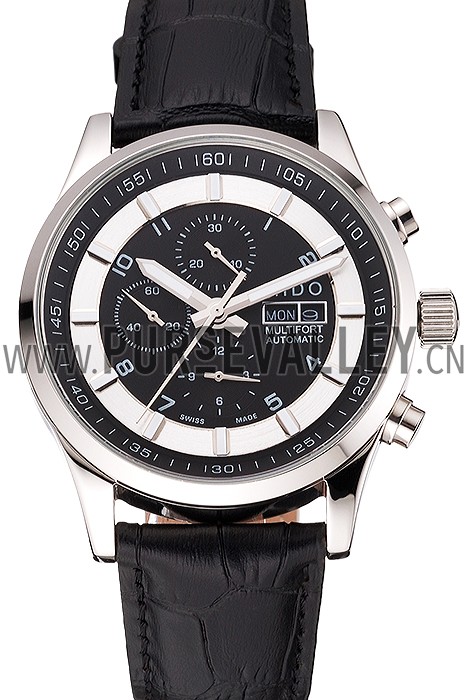 Mido Multifort Cronograph 2 Tone Dial Black Leather Strap 622184