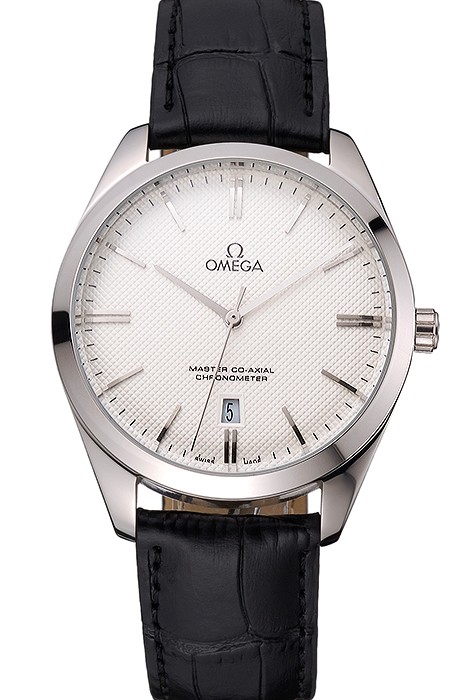 Omega Tresor Master Co-Axial White Dial Stainless Steel Case Black Leather Strap
