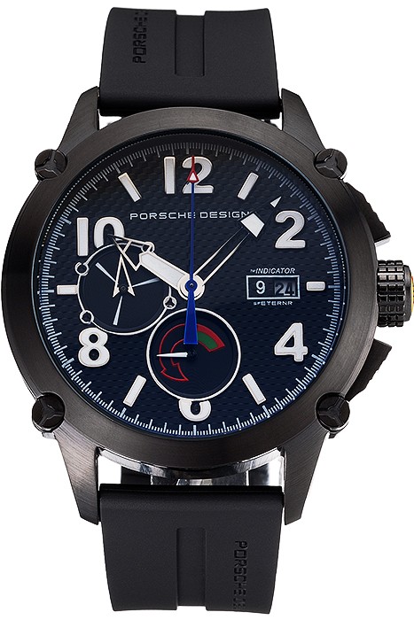 Porsche Design Indicator Black Dial Black PVD Case Black Rubber Strap