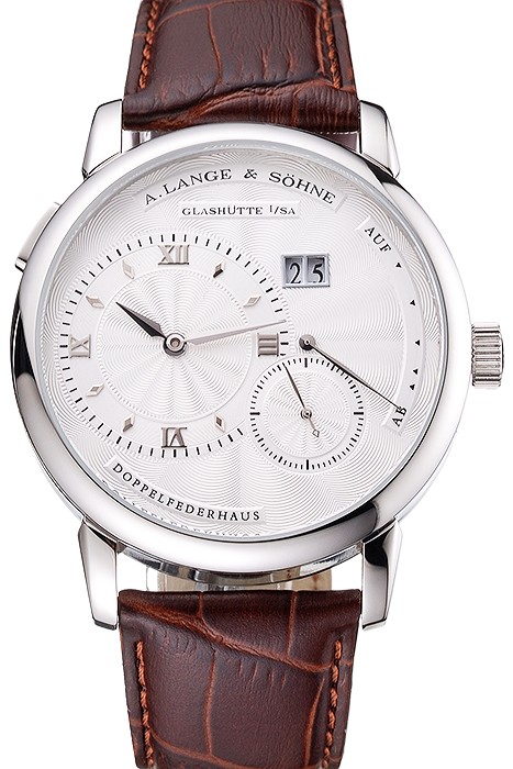 A. Lange & Sohne Lange 1 White Dial Stainless Steel Case Brown Leather Strap