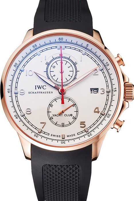IWC Portugieser Yacht Club White Dial Rose Gold Case Black Rubber Strap