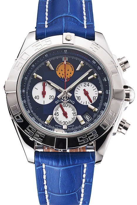 Breitling Chronomat Frecce Tricolori Blue Dial Stainless Steel Case Blue Leather Strap