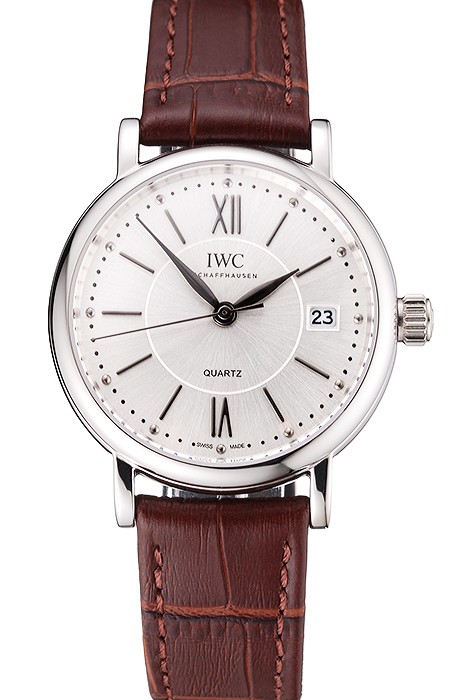 IWC Portofino Silver Dial Stainless Steel Case Brown Leather Strap
