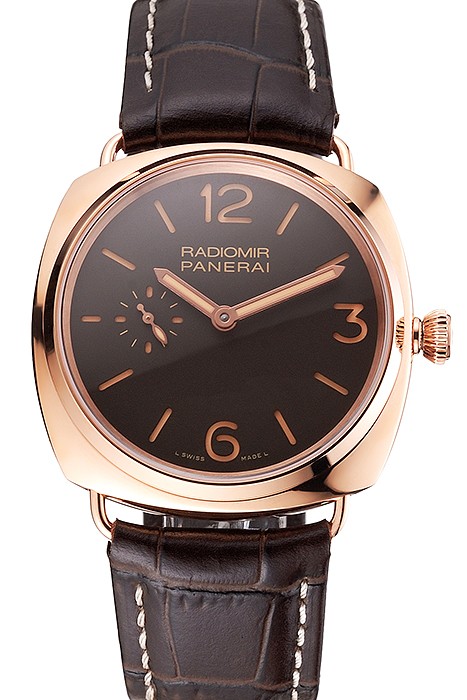 Swiss Panerai Radiomir Oro Rosso Brown Dial Rose Gold Case Brown Leather Strap