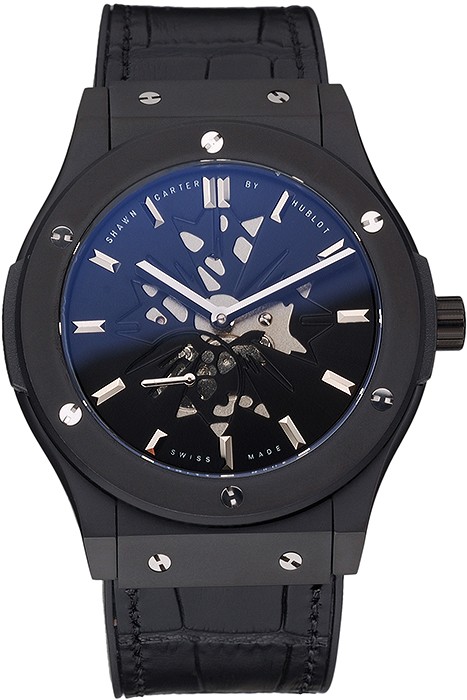 Hublot Classic Fusion Shawn Carter Black Steel Case Black Leather Strap  622817