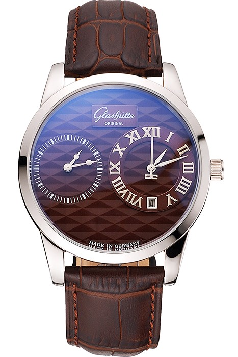 Glashutte Original Brown Dial Stainless Steel Case Brown Leather Strap