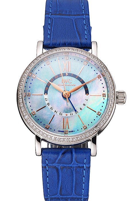 IWC Portofino Day And Night Pearl Dial Stainless Steel Case Blue Leather Strap