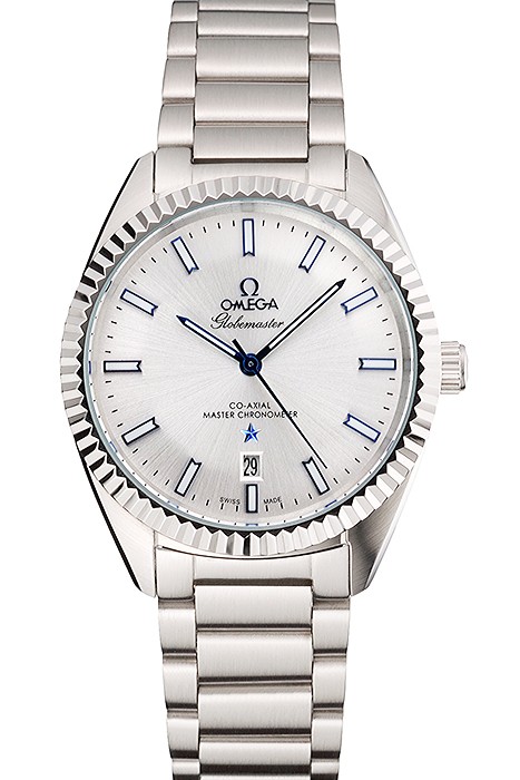 Omega Globemaster Silver Dial Blue Hands Stainless Steel Case And Bracelet
