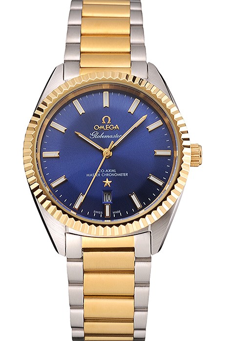 Omega  Globemaster Blue Dial Stainless Steel Case Gold Bezel Two Tone Bracelet