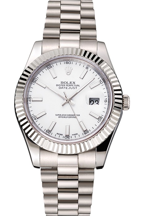 Swiss Rolex Datejust White Dial Stainless Steel Case And Bracelet