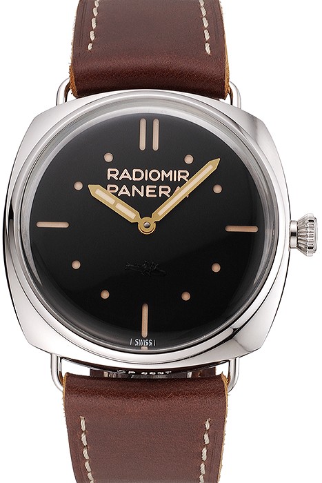 Panerai Radiomir Vintage SLC PAM425 Black Dial Stainless Steel Case Brown Leather Strap