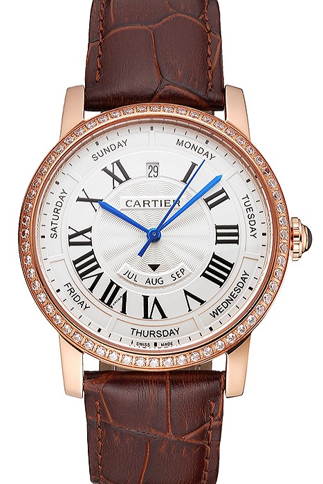 Swiss Cartier Ballon Bleu GMT Silver Dial Stainless Steel Case Two Tone Rose Gold Steel Bracelet