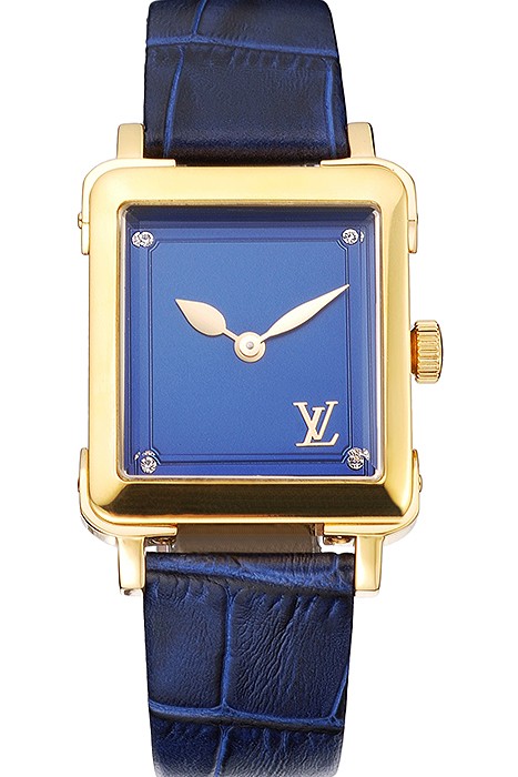 Louis Vuitton Emprise Blue Dial Gold Case Blue Leather Strap  622788