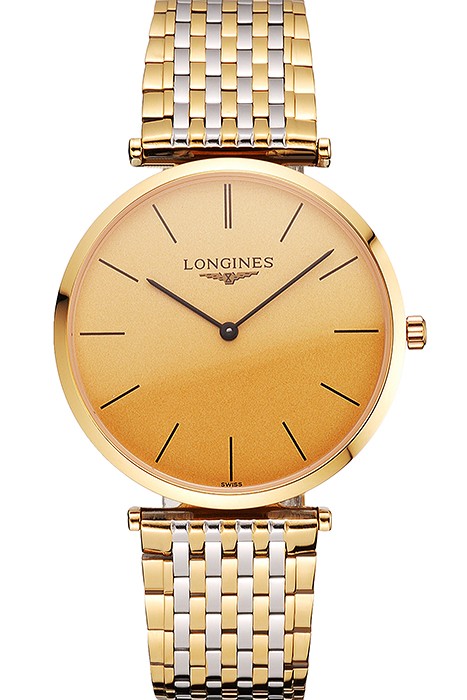 Swiss Longines Grande Classique Gold Dial Gold Case Two Tone Bracelet