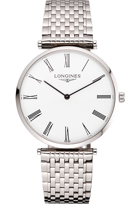 Swiss Longines Grande Classique White Dial Roman Numerals Stainless Steel Case And Bracelet