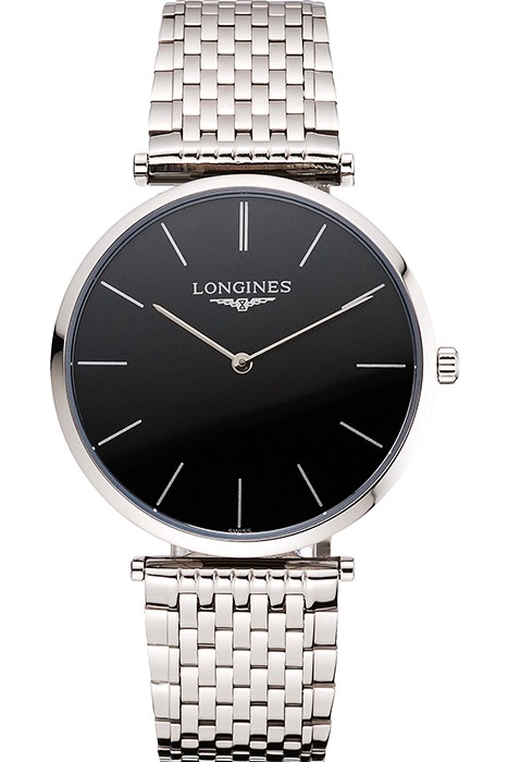 Swiss Longines Grande Classique Black Dial Stainless Steel Case And Bracelet