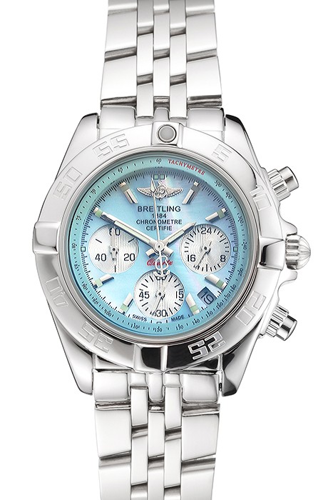 Breitling Chronomat Quartz Light Blue Dial Stainless Steel Case And Bracelet