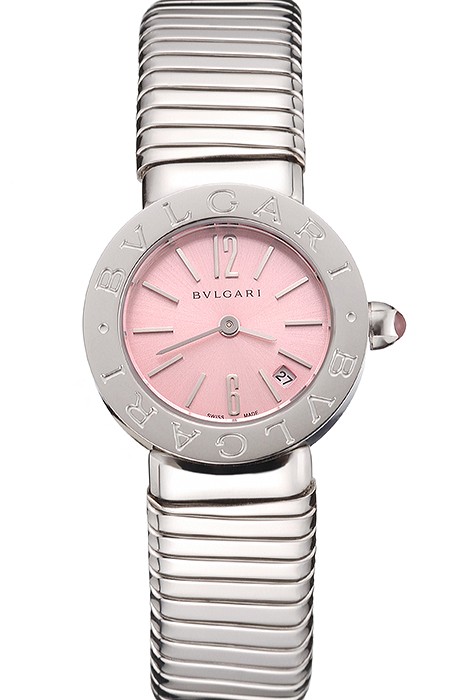 Bvlgari Bvlgari Pink Dial Stainless Steel Case And Tubogas Bracelet