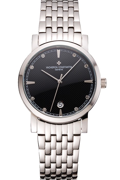 Vacheron Constantin Fine Black Dial Stainless Steel Case And Bracelet