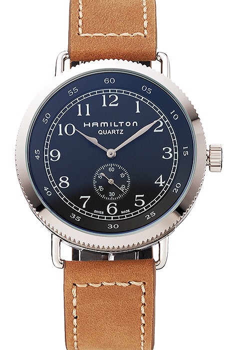 Hamilton Navy Pioneer Small Second Black Dial Stainless Steel Case Light Brown Leather Strap
