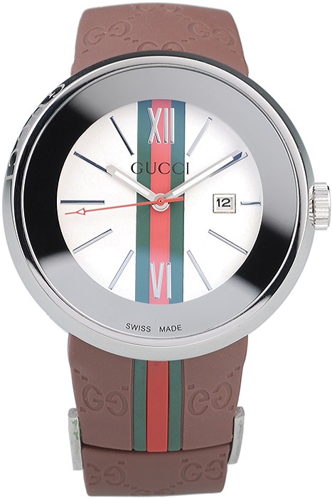 Gucci Brown Rubber Band White Round Dial 2165-296