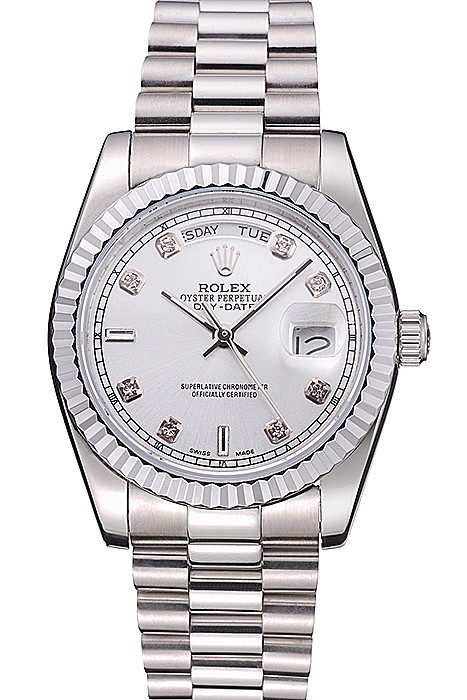 Rolex Day-Date Polished Stainless Steel Silver Dial