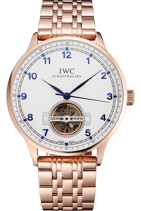 IWC Portugieser Tourbillon White Dial Blue Numerals Rose Gold Case And Bracelet