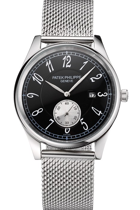 Patek Philippe Calatrava Small Seconds Black Dial Stainless Steel Case And Bracelet