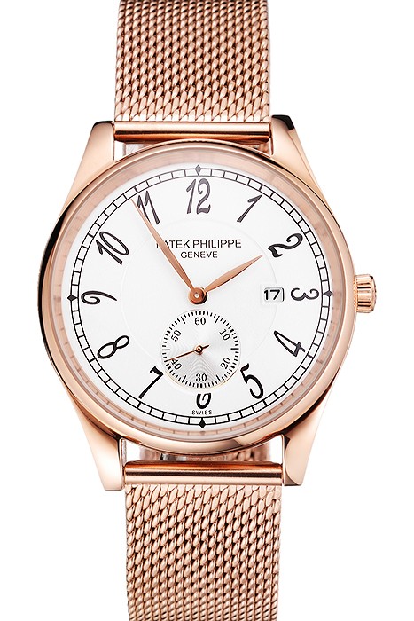 Patek Philippe Calatrava Small Seconds White Dial Rose Gold Case And Bracelet