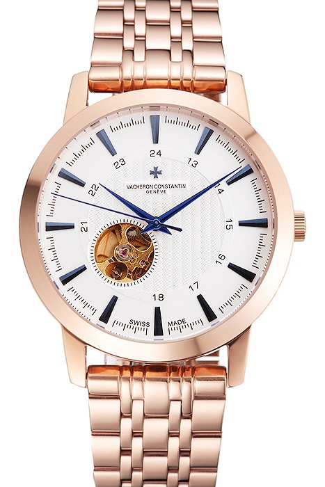 Vacheron Constantin Tourbillon White Dial Blue Numerals Rose Gold Case And Bracelet