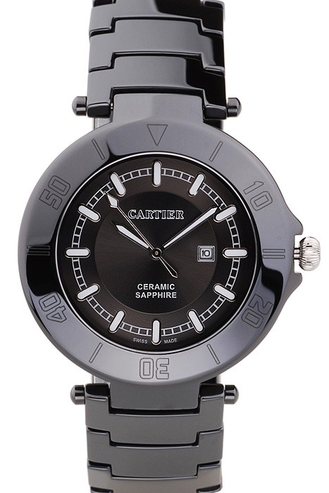 Cartier Pasha 43mm Black Dial Black Ceramic Case Rubber Bracelet