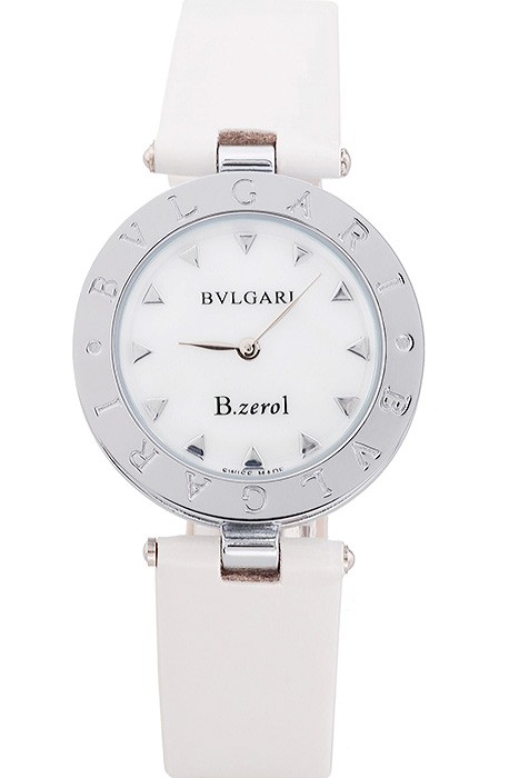 Bvlgari B.ZERO1 25mm White Dial Stainless Steel Case And Bezel White Leather Bracelet