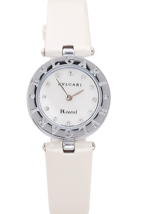 Bvlgari B.ZERO1 25mm White Dial Stainless Steel Case And Bezel Ivory Leather Bracelet