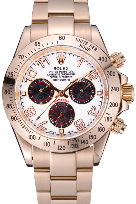 Rolex Cosmograph Daytona White with Black Subdials Gold Bracelet  622548