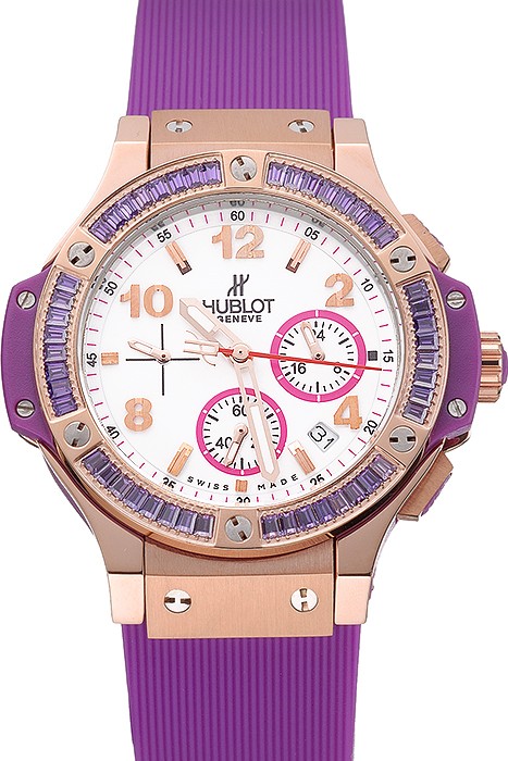 Hublot Big Bang Tutti Frutti Purple Strap Gold Dial