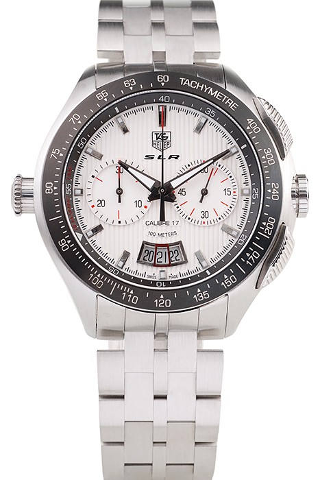 Tag Heuer Swiss SLR Tachymeter Bezel Stainless Steel White Dial