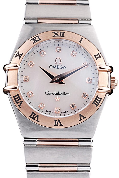 Omega Swiss Constellation Jewelry Rose Gold Case White Dial  98120