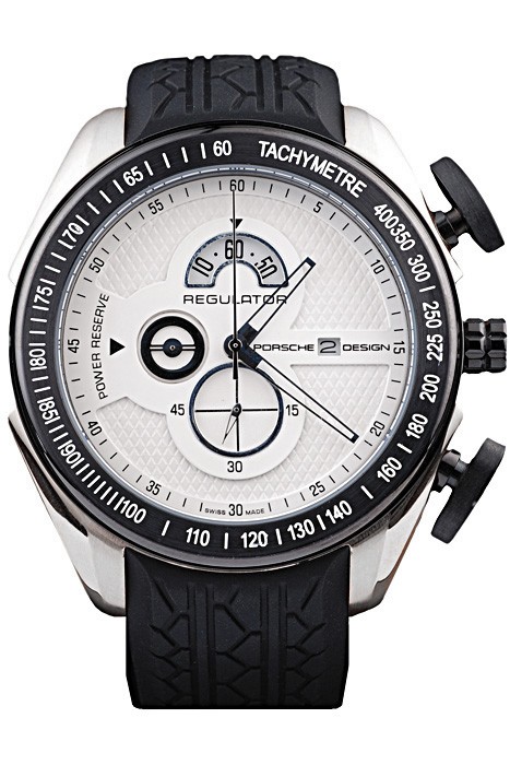 Porsche Regulator Power Reserve Black Case White Dial